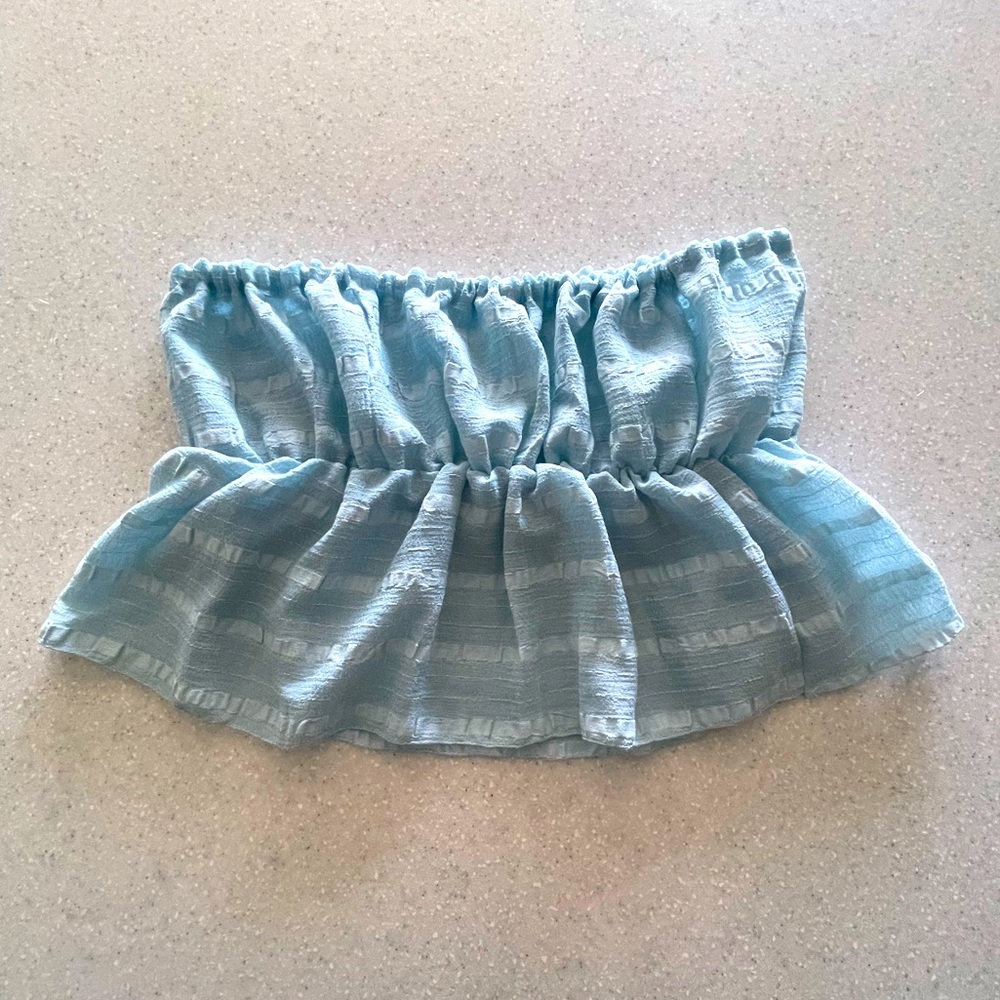 Blue striped babydoll tube top